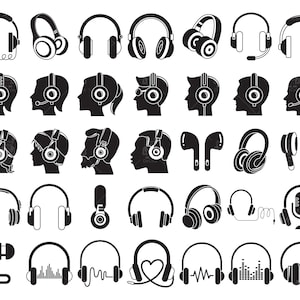 Kopfhörer svg/ Kopfhörer Icons/ Kopfhörer/ Musik hören/ Call Service/ DJ Clip Arts Set Vektor Digital File svg, eps, ai, dxf, pdf, png