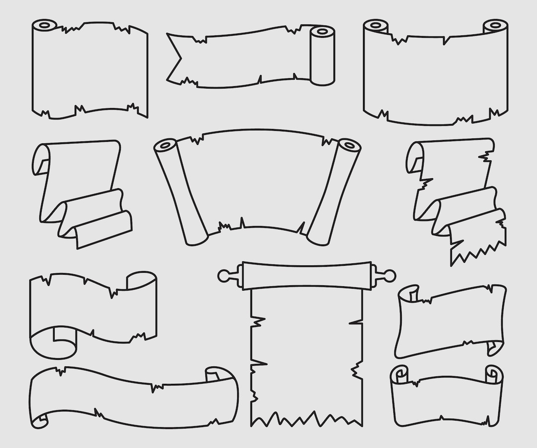 Paper Scroll Svg, Blank Paper Scroll Line Svg, Paper Banner Parchment