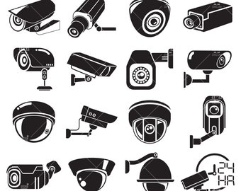 Pakiet kamer bezpieczeństwa CCTV Wektor cyfrowy plik svg eps dxf png