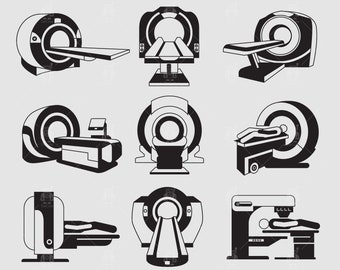 Medical Equipment svg, MRI svg, X-ray machine svg, CT Scan, diagnostics, Scanner Machine icons Clip arts Vector File svg, eps, ai, pdf, png