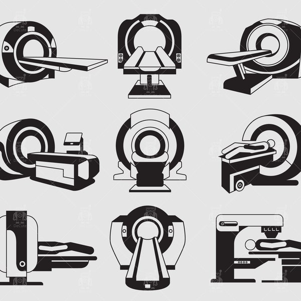 Medical Equipment svg, MRI svg, X-ray machine svg, CT Scan, diagnostics, Scanner Machine icons Clip arts Vector File svg, eps, ai, pdf, png