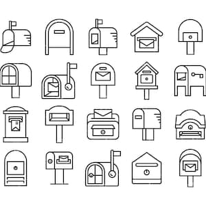 Icone delle cassette postali svg, letterbox svg, postbox, posta, newsletter, e-mail e envelope line icone clipart file di download svg, png, ai, eps, pdf