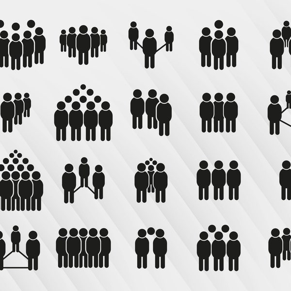 People group, people teamwork, people stick figure group and gathering clip arts set Vector Digital File svg, eps, dxf, ai, pdf, png