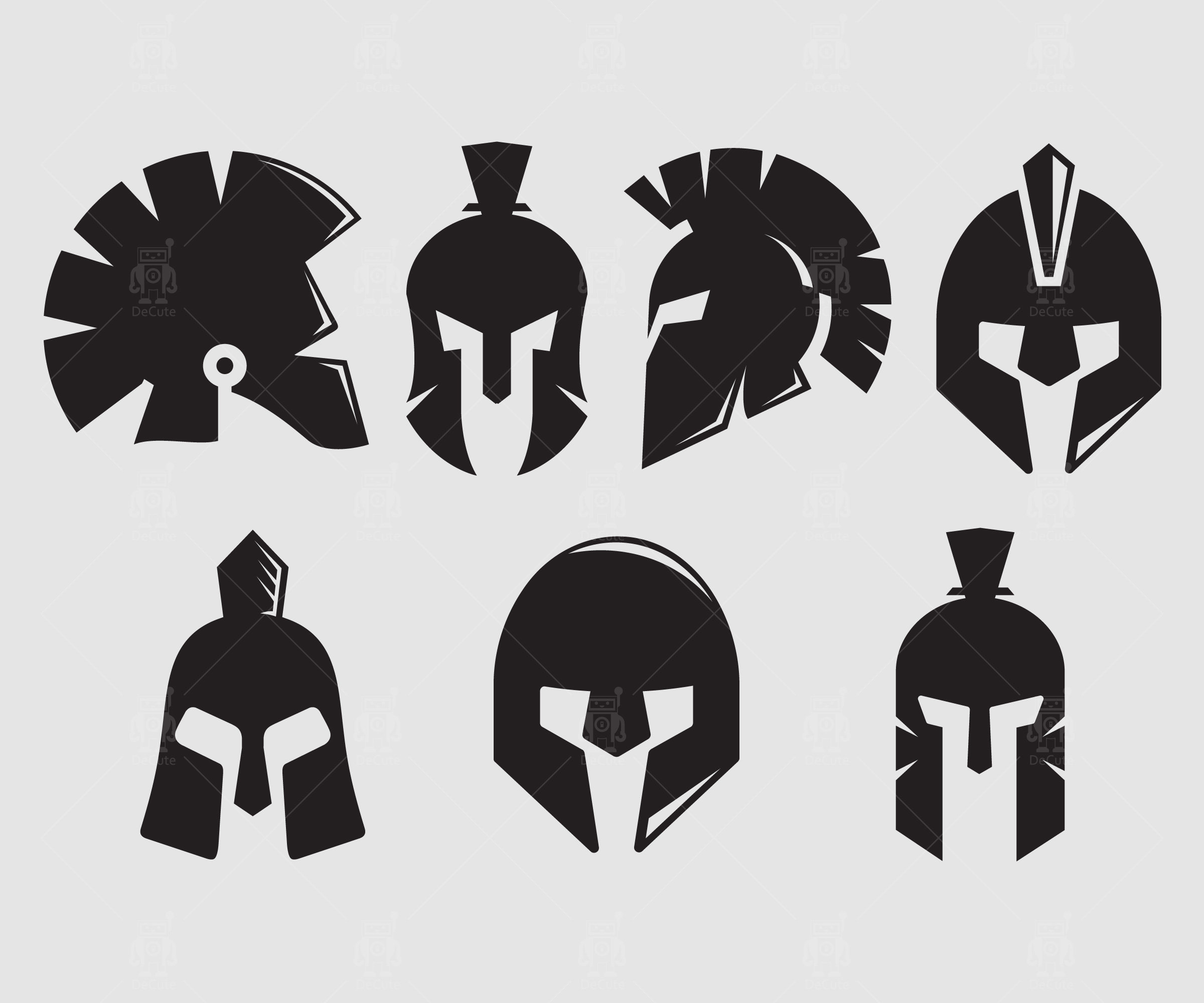 Spartan Helmet Black Silhouette, Roman Warrior Helmet, Gladiator, Greek
