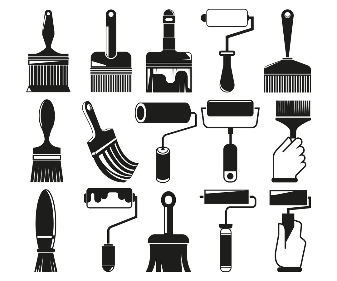 Paint Brush, Brush and Paint Roller Tool Clip Arts Vector Digital File
