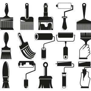 Paint Brush, Brush and Paint Roller Tool Clip arts Vector Digital File svg, eps, dxf, ai, png, jpg