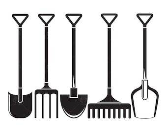 Shovel svg, spade svg, mattock svg, pitchfork, garden tools svg, handle spade, trowel silhouette cliparts Vector File svg, eps, ai, pdf, png