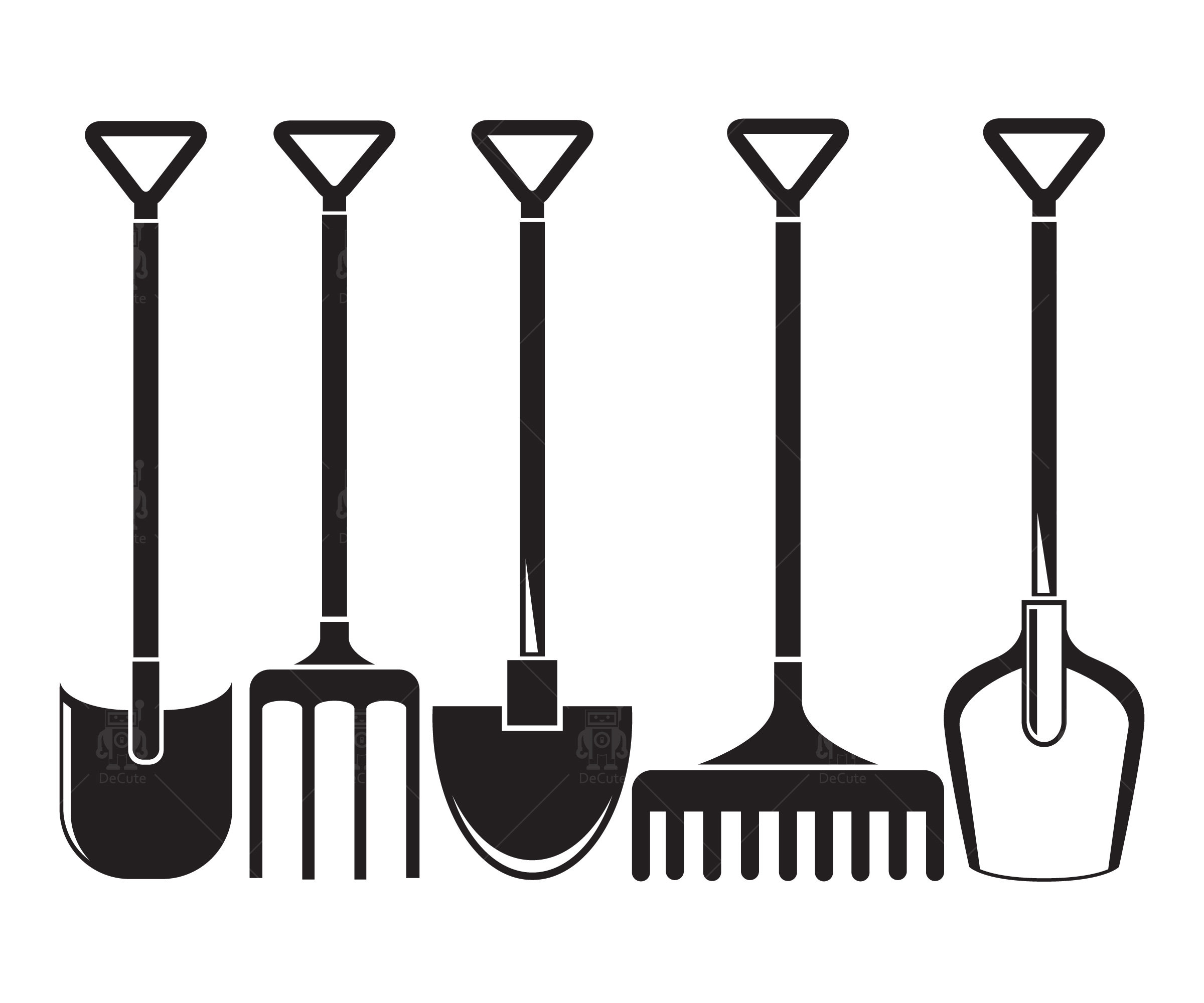 Shovel Svg, Spade Svg, Mattock Svg, Pitchfork, Garden Tools Svg, Handle