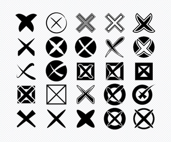 X Mark Icon, X Svg, X Letter, Cross Mark, Cross Sign, Wrong Mark, Check  Mark Clip Arts Set Vector Digital File Svg, Eps, Dxf, Ai, Pdf, Png 