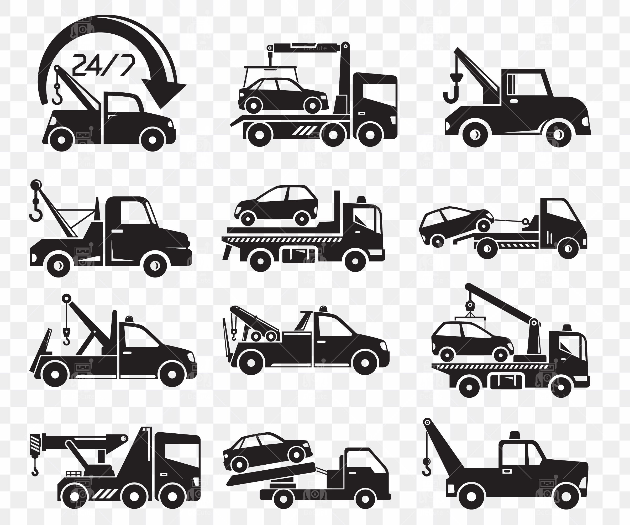 Tow Truck Svg Tow Truck Service Icons Crane Truck Hoist Etsy Canada