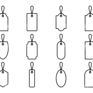 Cartellino del prezzo, etichette di carta, etichette di acquisto di modelli vuoti e tag di sconto linea clip art set Vector Digital File svg, eps, ai, pdf, png