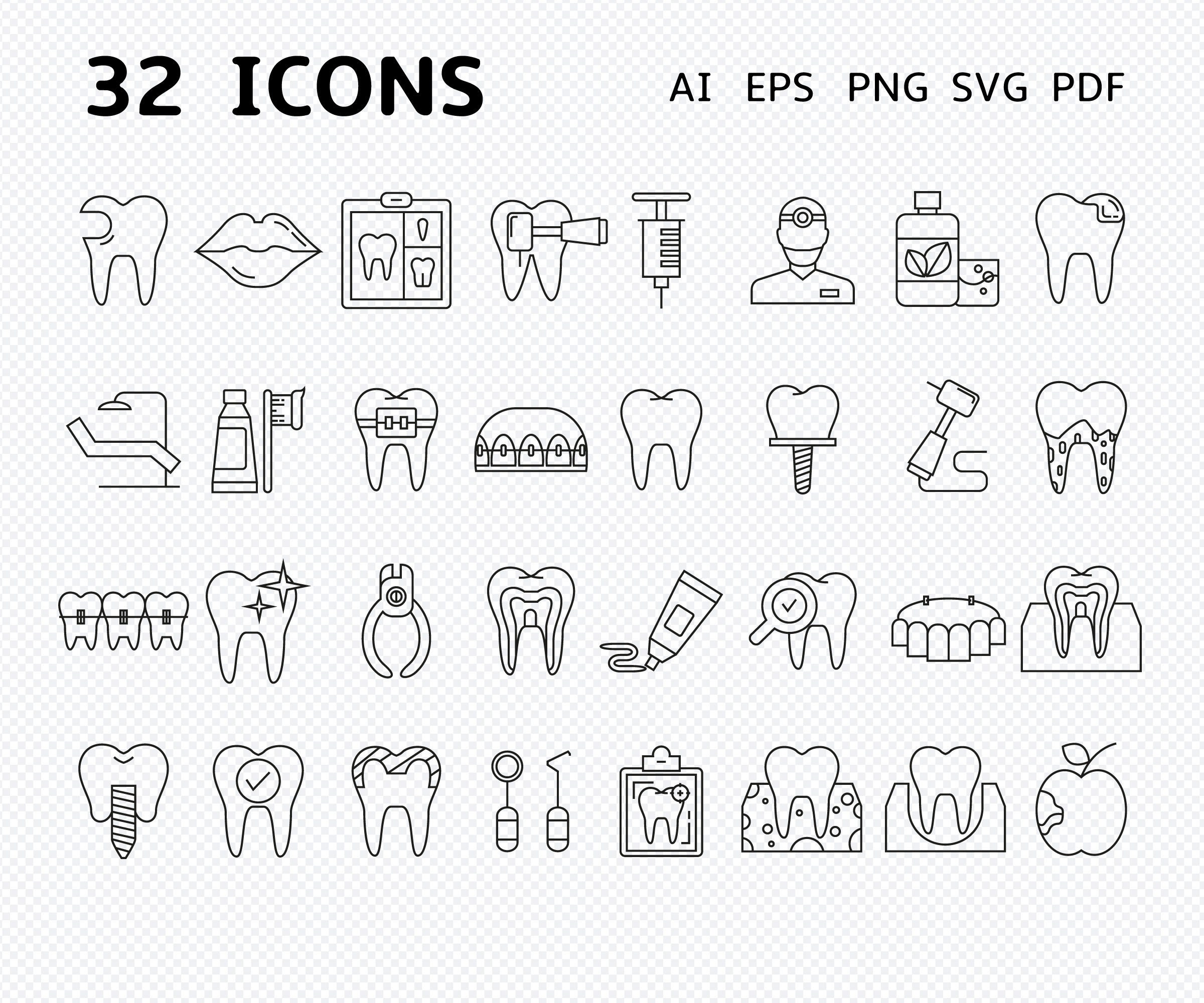 Dental Icons/ Dental Svg / Dental Care / Dental Implant / Etsy