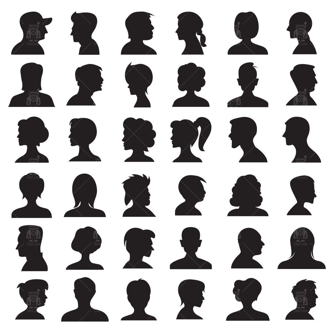 Male, Female Face Avatar Profile, People Portrait Side View Silhouette ...