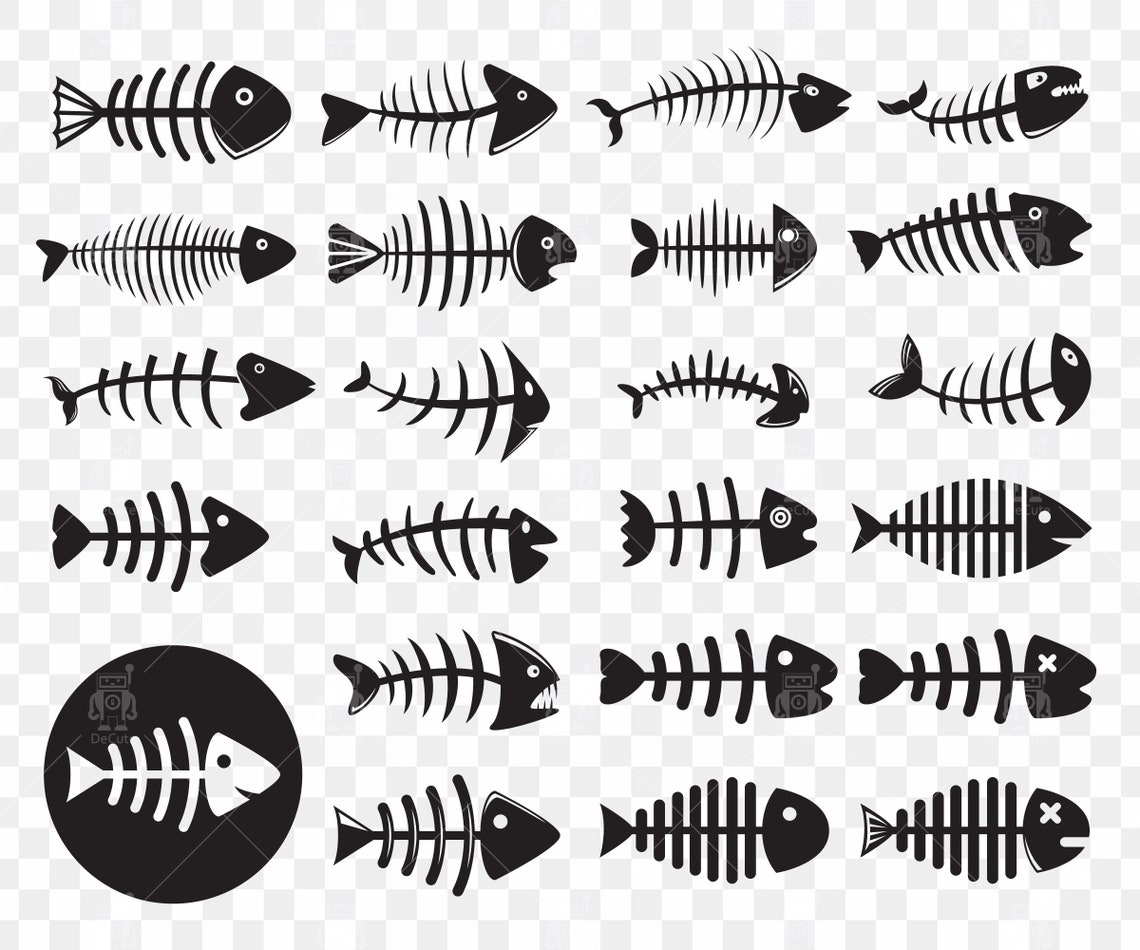 Hueso de pescado svg iconos de hueso de pescado hueso de Etsy México