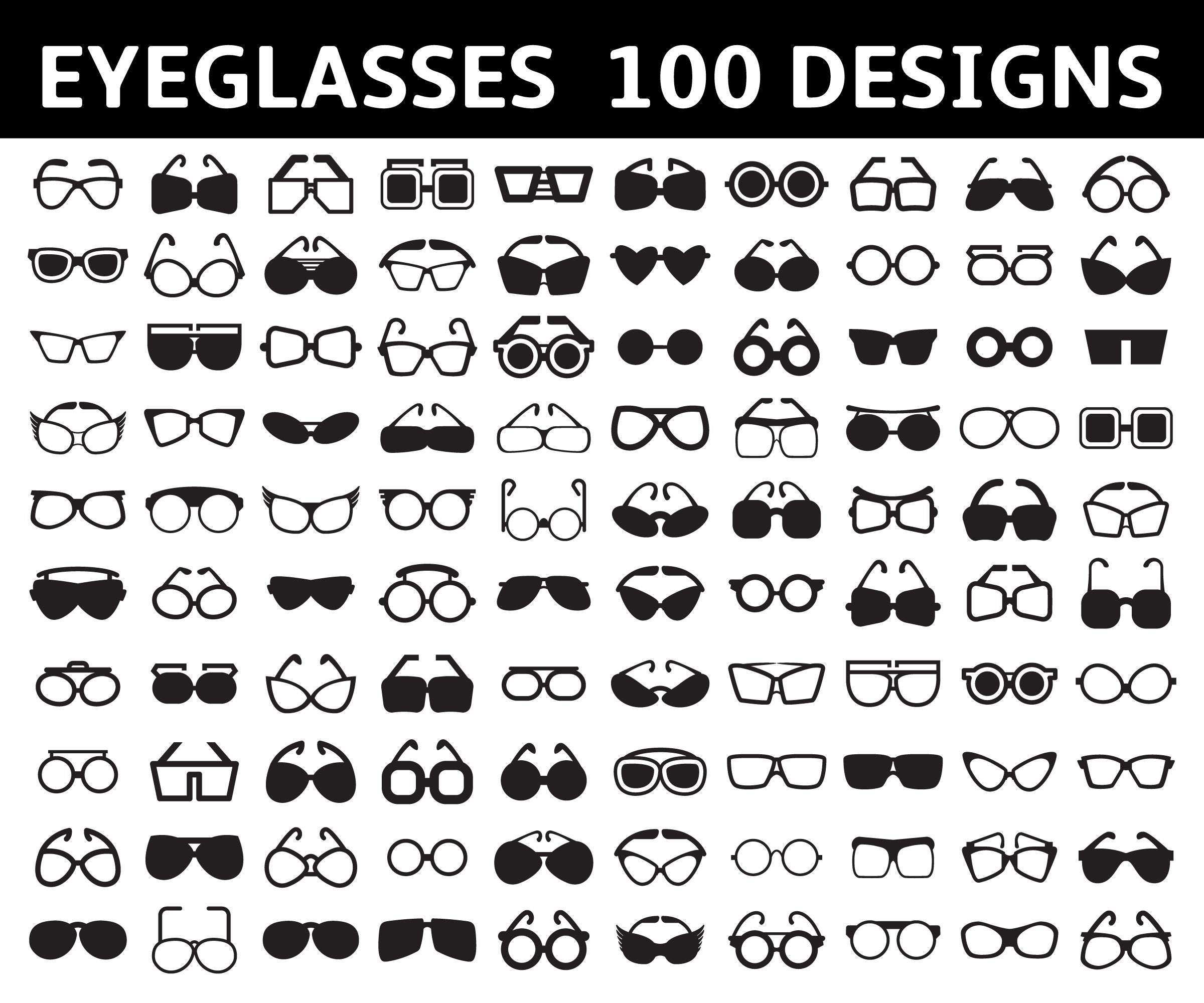 Sonnenbrille, Brillensvg, Fashion Frame Sonnenbrille, Brillenpaket Clip Arts Cut Files Vektor svg, eps, dxf, ai, png