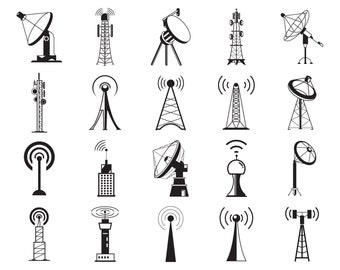 Antenne svg, Funkturm, Sendung, Sendemast, Wireless Signal Station Bundle Clip Arts. Vektor-Datei svg, eps, dxf, ai, png