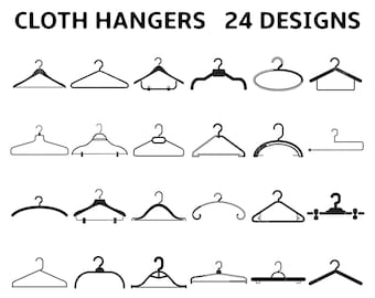 Cloth hangers, hanger svg, hanger icons, clothes rack clip arts set Vector Digital File svg, eps, dxf, ai, png
