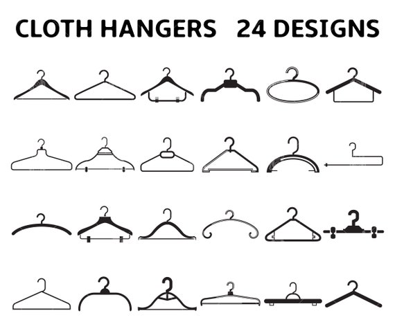 Cloth hangers, hanger svg, hanger icons, clothes rack clip arts set Vector  Digital File svg, eps, dxf, ai, png