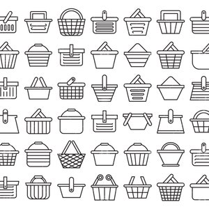 ショッピング バスケット svg、バスケット svg、バスケット アイコン svg、ショップ ハンドバッグ、購入および購入ライン アイコン クリップ アート ベクター ファイル svg、eps、ai、pdf、png