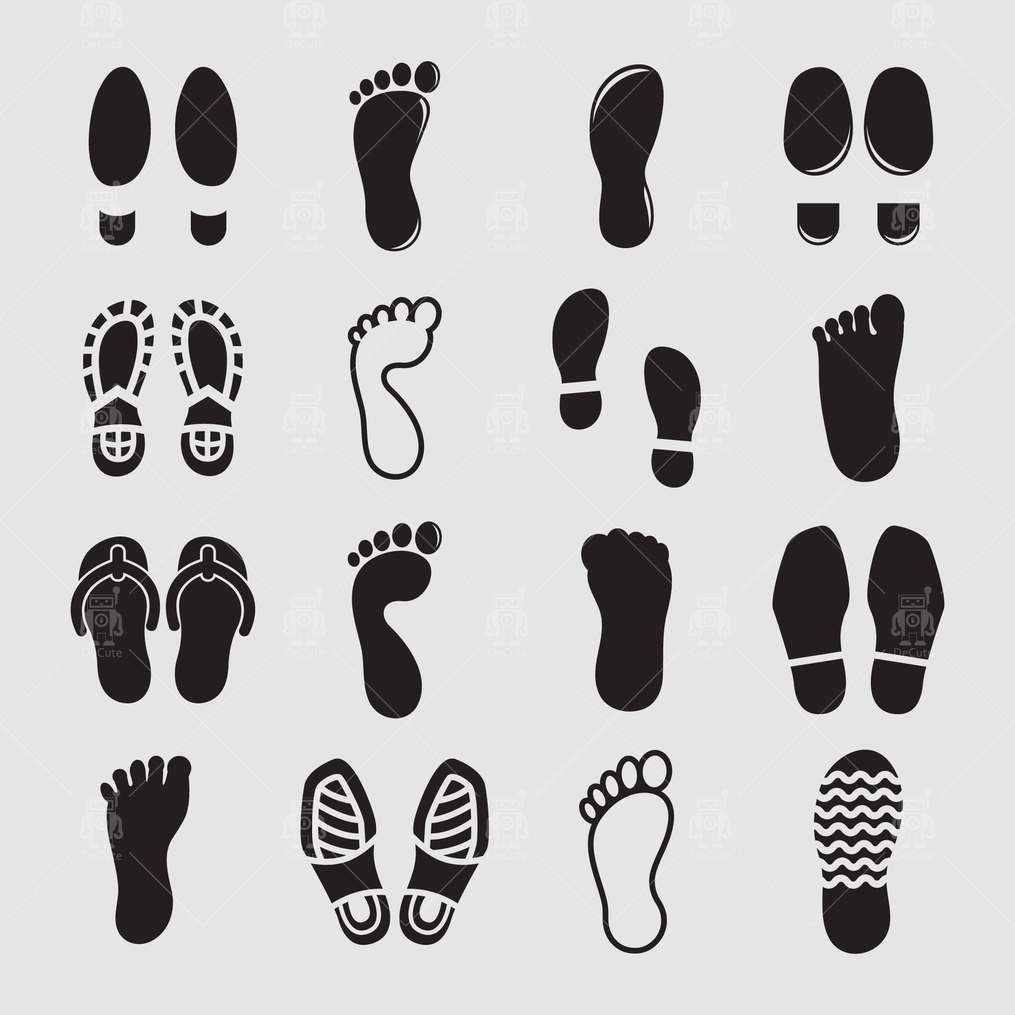 Foot Step Svg, Footprints Svg, Shoeprint Icons, Barefoot Svg, Human