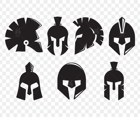 Elmo spartano silhouette nera, elmo guerriero romano, gladiatore, greco  Corinthian helmet clip arts Vector svg, eps, dxf, ai, pdf, png -  Italia