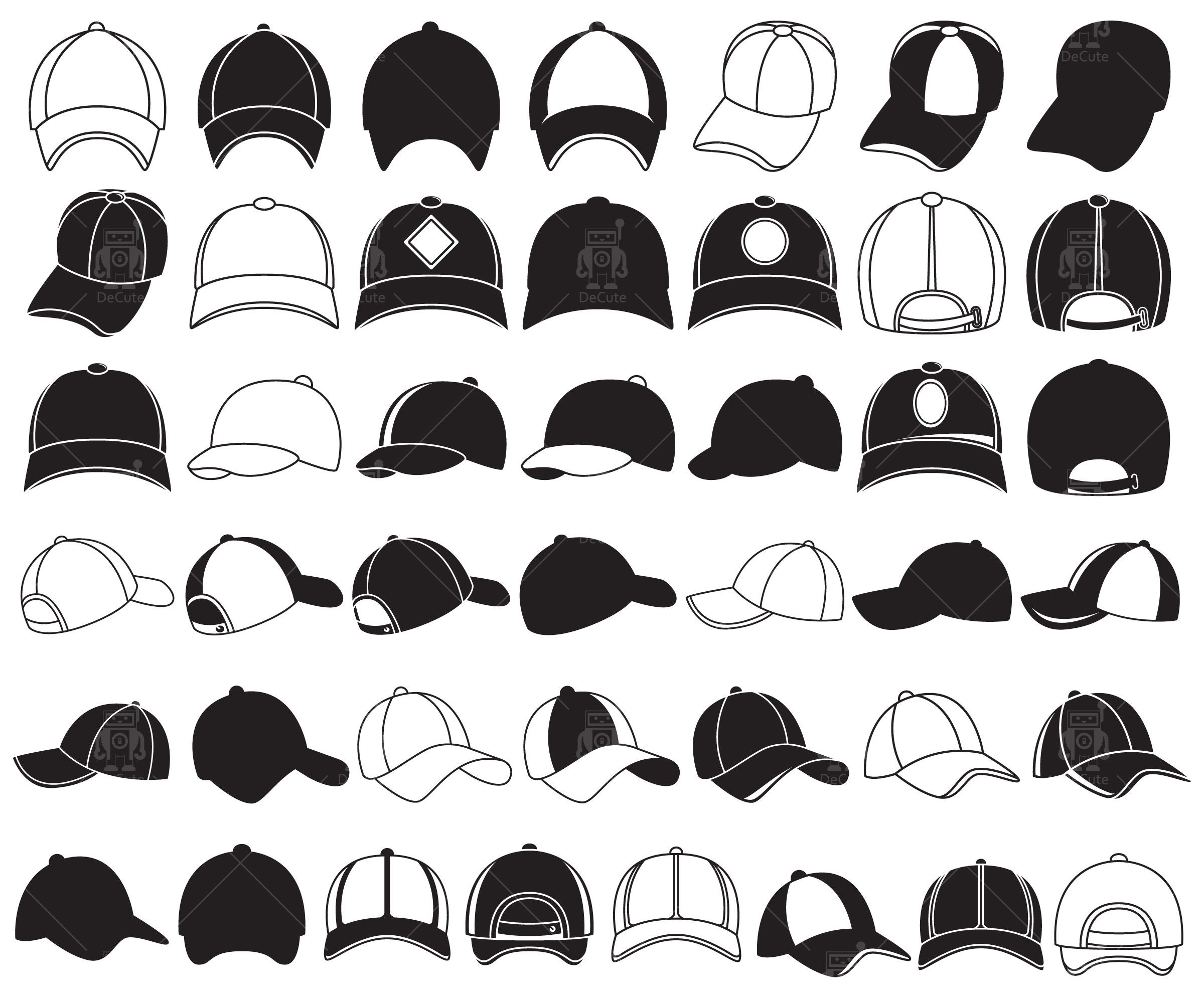 Baseball Cap Svg Hat Svg Cap Svg Clipart Silhouette Decal Hats, Cap ...