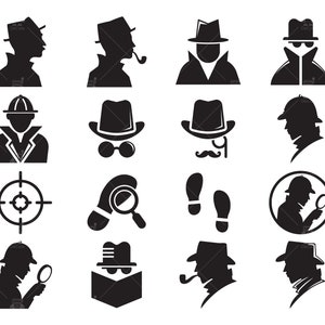 Sherlock Holmes zwart silhouet, Sherlock-profiel, rookpijp, detective, spion en inspecteur clip arts Vector svg, eps, dxf, ai, pdf, png