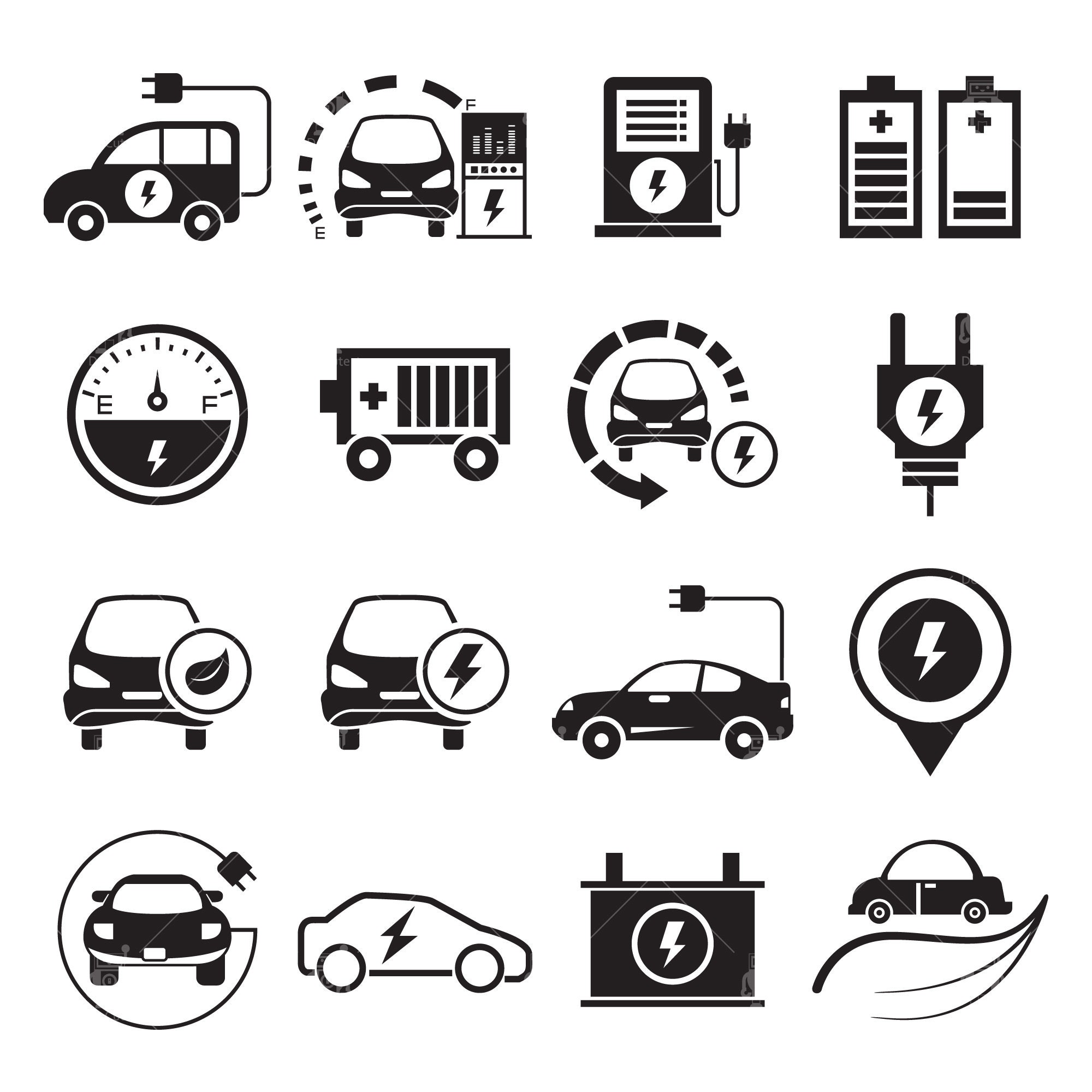 ElektrofahrzeugSymbole Elektroauto mit Stecker Batterie Etsy