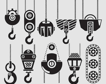 Pulley svg, Pulley System, Kranhaken svg, Kranich svg, Industrie Kranich, Winde svg, Hebevorrichtung, Zahnräder Vektor svg, eps, ai, pdf, png