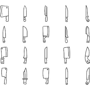 Kitchen knife icons, butcher knife, chef knife, cutter line illustration vector svg, eps, ai, pdf, png