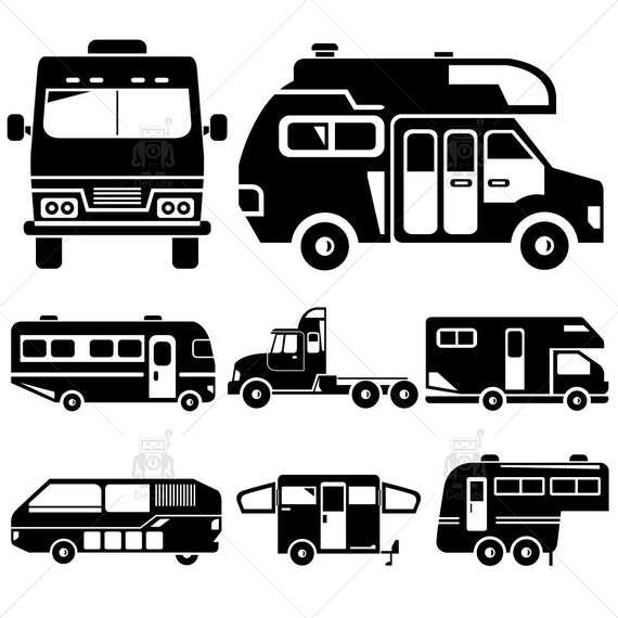 Ensemble de cliparts, camping-car, camping-car, n 2. Auvents
