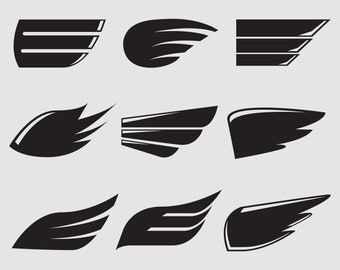 Wing svg, wing icons bird wings, fast eagle emblem and ornament angel wing clip arts set Vector Digital File svg, eps, dxf, ai, pdf, png