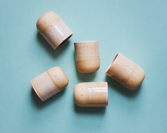 Minimalist cup, beige & handmade mug with small dots : Tableware by NOTON Ceramics