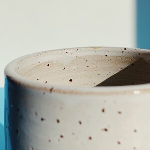 Minimalist mug for coffee, tea // handmade mug with white glaze and small dots // wine mug image 4