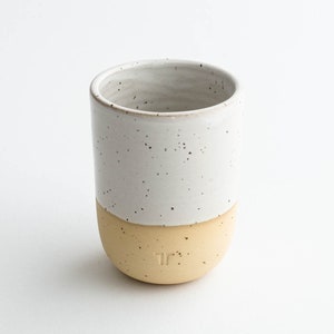 Minimalist mug for coffee, tea // handmade mug with white glaze and small dots // wine mug image 6