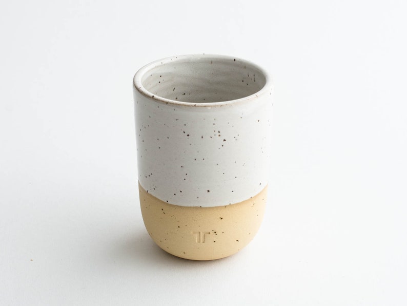Minimalist mug for coffee, tea // handmade mug with white glaze and small dots // wine mug image 6