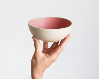 Ceramic bowl - pink matt, natural texture // Tableware by NOTON ceramics