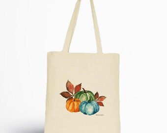 Canvas Tote bag pumpkin, 100% cotton tote bag, shopping bag, eco frendly, made in France,