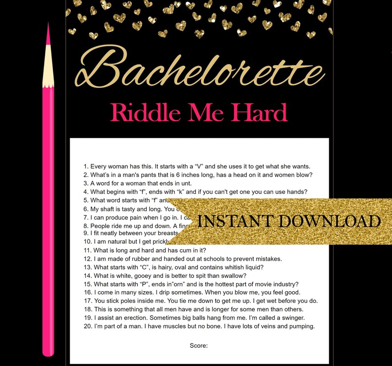 dirty riddles bachelorette party games printable etsy