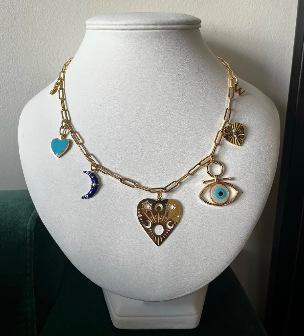 Personalised Gold Charm Necklace - Etsy