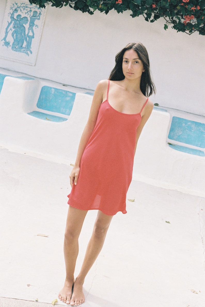 Red Slip Dress Neve by Paloma Chilli Red Georgette image 2