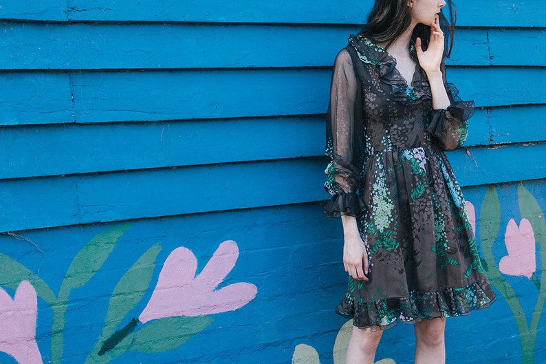 Floral Silk Dress ~ /'70s Vintage