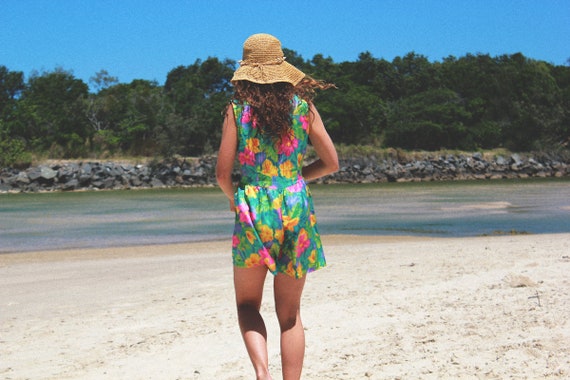 Tropical Vintage Playsuit - hand-made