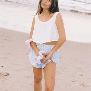 Striped cotton shorts by Paloma made to order 画像 7