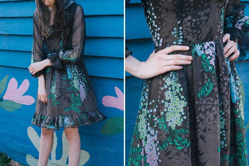 Floral Silk Dress ~ /'70s Vintage