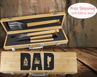 Personalized BBQ Utensil Set, Grill Father, Father's Day Gift, Grilling Tools, Dad Camping, Barbeque Set, BBQ Lover, Dad