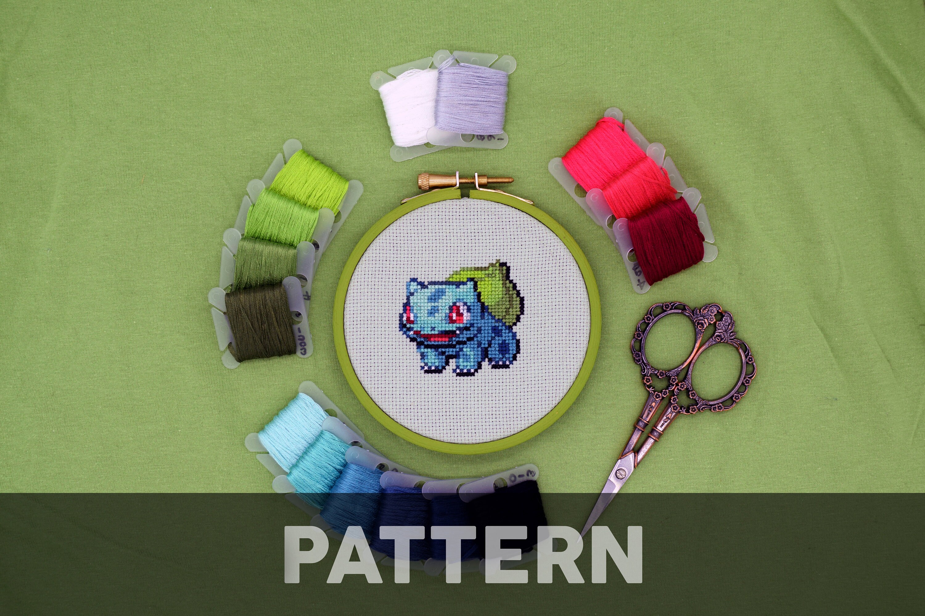 Pokemon Cross Stitch Kit - Pikachu, Bulbasaur, Charmander &