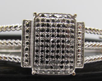 black pave diamond Sterling bangle bracelet