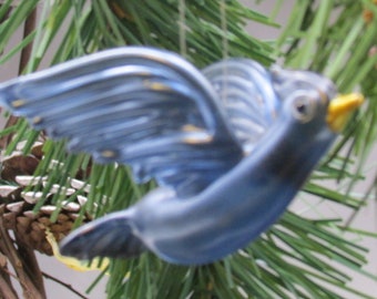 blue bird lamp work glass ornament