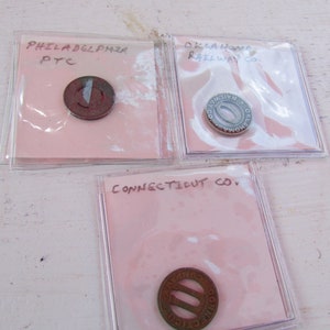 Transit tokens from Connecticut Co. ,Philadelphia PTC, Oklahoma Railway Co